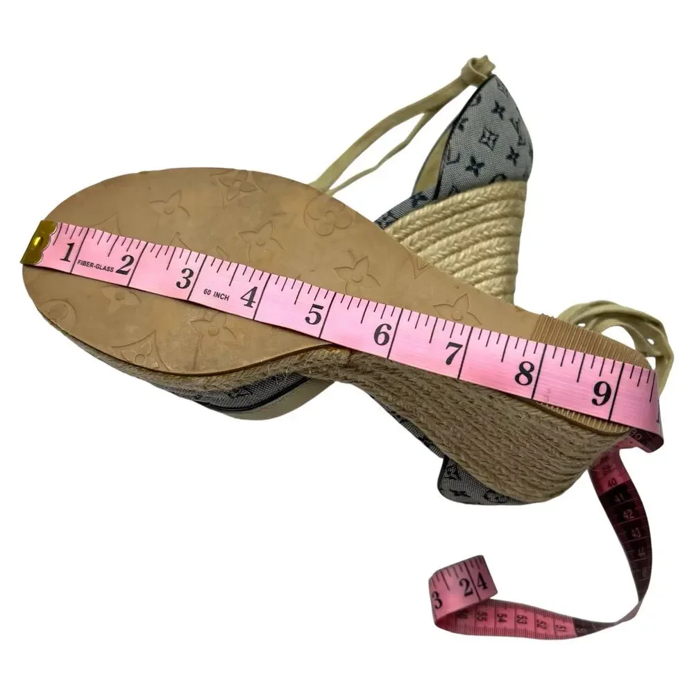LOUIS VUITTON Ibiza LV Monogram Canvas Espadrille Wedges Sandals EU 40 US 10